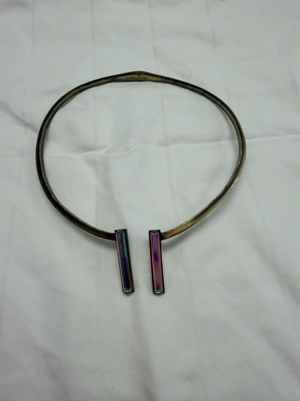 Kendra Scott Tristan Open Collar Necklace in Antique brass - dichroic glass
